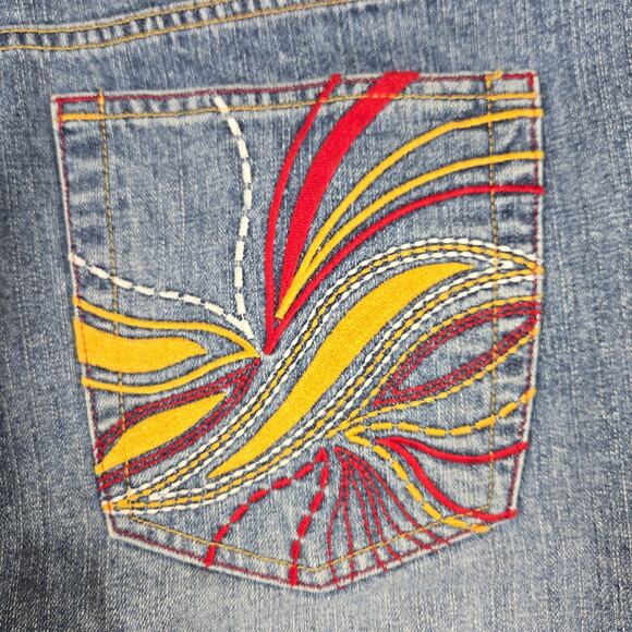 96 NORTH Men’s 40 Denim Shorts Distressed Embroidered Wide Leg Baggy Y2K Style - Picture 9 of 11